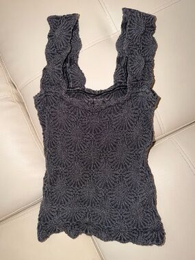 Textured Black Knit Camisole Tank